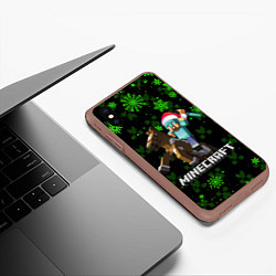 Чехол iPhone XS Max матовый MINECRAFT НОВОГОДНИЙ КРИПЕРЫ, цвет: 3D-коричневый — фото 2