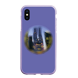 Чехол iPhone XS Max матовый Абстракция Москва Сити, цвет: 3D-светло-сиреневый