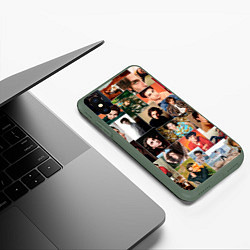 Чехол iPhone XS Max матовый Тимоти цветной коллаж, цвет: 3D-темно-зеленый — фото 2