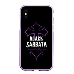 Чехол iPhone XS Max матовый Black Sabbat Cross, цвет: 3D-сиреневый