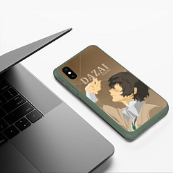 Чехол iPhone XS Max матовый Дазай Осаму Dazai Osamu, bungou stray dogs образ, цвет: 3D-темно-зеленый — фото 2