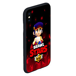 Чехол iPhone XS Max матовый ФЭНГ БРАВЛ СТАРС, FANG BRAWL STARS ОГОНЬ, цвет: 3D-черный — фото 2