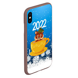 Чехол iPhone XS Max матовый Тигр в кружке Новый год 2022, цвет: 3D-коричневый — фото 2