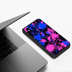 Чехол iPhone XS Max матовый НЕОНОВЫЕ БРЫЗГИ КРАСОК, ЯРКИЕ КРАСКИ, цвет: 3D-черный — фото 2