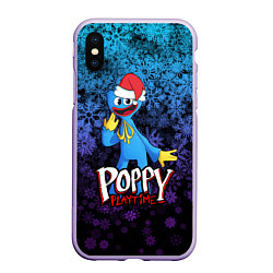 Чехол iPhone XS Max матовый POPPY PLAYTIME ПОППИ ПЛЕЙТАЙМ НОВЫЙ ГОД, цвет: 3D-светло-сиреневый