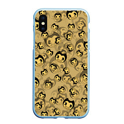 Чехол iPhone XS Max матовый PATTERN BENDY AND THE INK MACHINE, цвет: 3D-голубой