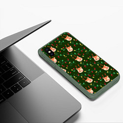 Чехол iPhone XS Max матовый НОВОГОДНИЙ ОЛЕНЬ GREEN, цвет: 3D-темно-зеленый — фото 2