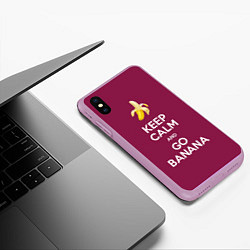 Чехол iPhone XS Max матовый Keep calm and go banana, цвет: 3D-сиреневый — фото 2