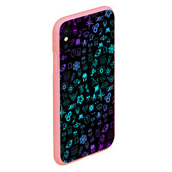 Чехол iPhone XS Max матовый RAINBOW SIX SIEGE NEON PATTERN SYMBOL, цвет: 3D-баблгам — фото 2