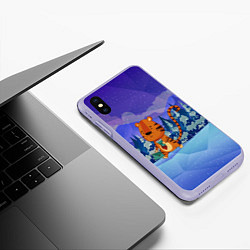 Чехол iPhone XS Max матовый Тигр - менеджер, цвет: 3D-светло-сиреневый — фото 2