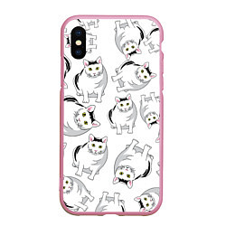 Чехол iPhone XS Max матовый КОТИКИ МЕМ МЯУ, цвет: 3D-розовый