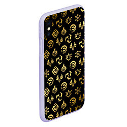 Чехол iPhone XS Max матовый GOLDEN GENSHIN IMPACT PATTERN ЗОЛОТО ГЕНШИН ИМПАКТ, цвет: 3D-светло-сиреневый — фото 2