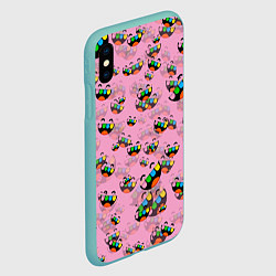 Чехол iPhone XS Max матовый Toca Boca logo pink Тока Бока, цвет: 3D-мятный — фото 2