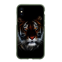 Чехол iPhone XS Max матовый Тигр в Темноте Глаза Зверя, цвет: 3D-темно-зеленый