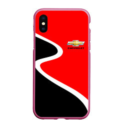 Чехол iPhone XS Max матовый Chevrolet Логотип, цвет: 3D-малиновый