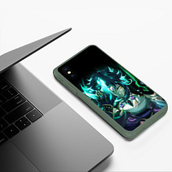 Чехол iPhone XS Max матовый СЯО С МАСКОЙ, ГЕНШИН ИМПАКТ, цвет: 3D-темно-зеленый — фото 2