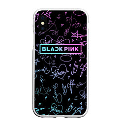 Чехол iPhone XS Max матовый NEON BLACKPINK АВТОГРАФЫ