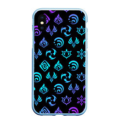 Чехол iPhone XS Max матовый NEON SYMBOL HERO GENSHIN IMPACT, цвет: 3D-голубой