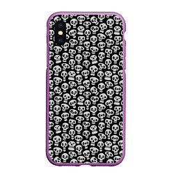 Чехол iPhone XS Max матовый Funny skulls, цвет: 3D-фиолетовый