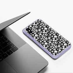 Чехол iPhone XS Max матовый Screaming skulls & web, цвет: 3D-светло-сиреневый — фото 2