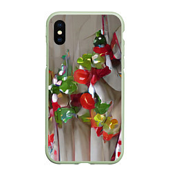 Чехол iPhone XS Max матовый Зимние ягоды, цвет: 3D-салатовый