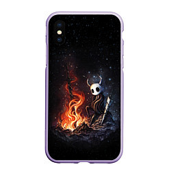 Чехол iPhone XS Max матовый HOLLOW KNIGHT У КОСТРА, цвет: 3D-светло-сиреневый