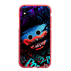Чехол iPhone XS Max матовый POPPY PLAYTIME ЛИЦО МОНСТРА ХАГИ ВАГИ, цвет: 3D-красный