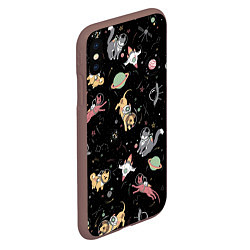 Чехол iPhone XS Max матовый Космические коты, цвет: 3D-коричневый — фото 2