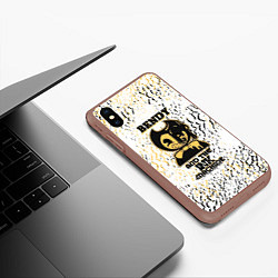 Чехол iPhone XS Max матовый Бенди и чернильная машина, цвет: 3D-коричневый — фото 2