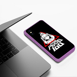 Чехол iPhone XS Max матовый Mob Psycho 100 Кагеяма и Ямочки, цвет: 3D-фиолетовый — фото 2