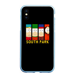 Чехол iPhone XS Max матовый South Park - Южный парк главные герои, цвет: 3D-голубой