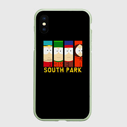 Чехол iPhone XS Max матовый South Park - Южный парк главные герои, цвет: 3D-салатовый