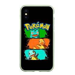 Чехол iPhone XS Max матовый Стартовые покемоны - Pokemon