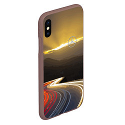 Чехол iPhone XS Max матовый Ночная трасса, Мерседес, цвет: 3D-коричневый — фото 2