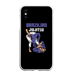 Чехол iPhone XS Max матовый BRAZILIAN JIU JITSU - BJJ, цвет: 3D-белый