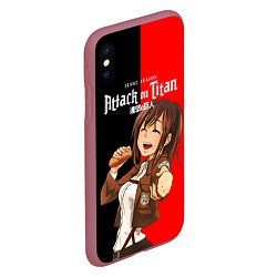 Чехол iPhone XS Max матовый Саша Attack on Titan, цвет: 3D-малиновый — фото 2