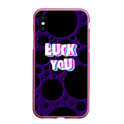 Чехол iPhone XS Max матовый Фраза - Luck You, цвет: 3D-малиновый