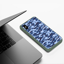 Чехол iPhone XS Max матовый Синий Камуфляж Camouflage, цвет: 3D-темно-зеленый — фото 2