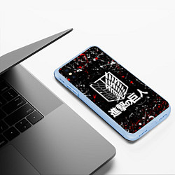 Чехол iPhone XS Max матовый Логотип Атака Титанов Красками, цвет: 3D-голубой — фото 2