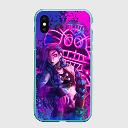 Чехол iPhone XS Max матовый League Of Legends Arcane ДЖИНКС НЕОНОВАЯ КРАСКА, цвет: 3D-мятный