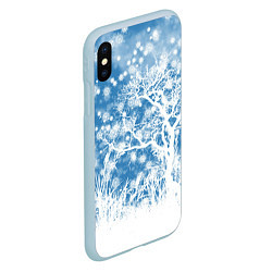 Чехол iPhone XS Max матовый Коллекция Зимняя сказка Зимний пейзаж W-1, цвет: 3D-голубой — фото 2