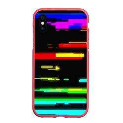 Чехол iPhone XS Max матовый Color fashion glitch, цвет: 3D-красный