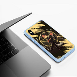 Чехол iPhone XS Max матовый Bendy And The Ink Machine Бенди, цвет: 3D-голубой — фото 2