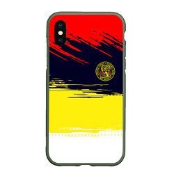 Чехол iPhone XS Max матовый Кобра кай Cobra Kai спина, цвет: 3D-темно-зеленый