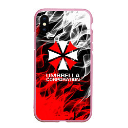 Чехол iPhone XS Max матовый Umbrella Corporation Fire, цвет: 3D-розовый