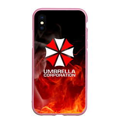 Чехол iPhone XS Max матовый Umbrella Corporation пламя, цвет: 3D-розовый