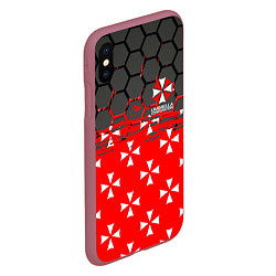 Чехол iPhone XS Max матовый Umbrella Corporation - Соты, цвет: 3D-малиновый — фото 2