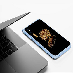 Чехол iPhone XS Max матовый Гоку неоновый Dragon Ball, цвет: 3D-голубой — фото 2