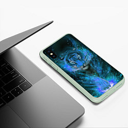 Чехол iPhone XS Max матовый Водяной голубой Тигр, цвет: 3D-салатовый — фото 2