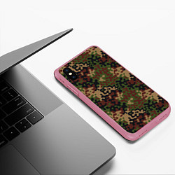 Чехол iPhone XS Max матовый Военный Камуфляж Military, цвет: 3D-малиновый — фото 2